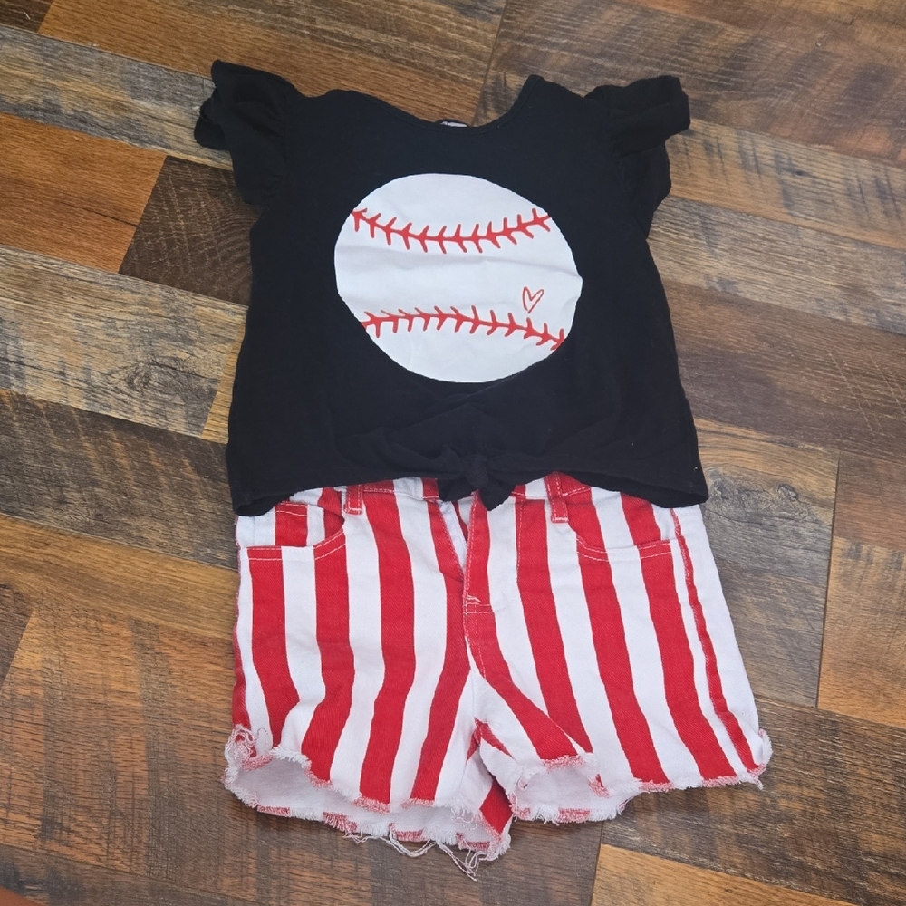 Striped Red and White Kids Shorts